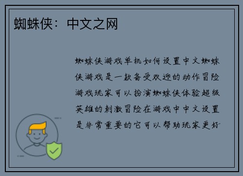 蜘蛛侠：中文之网